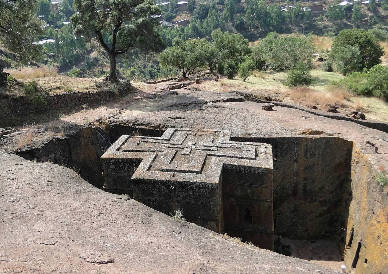 Bete Giyorgis, the rock-hewn Church of St George in Lalibela